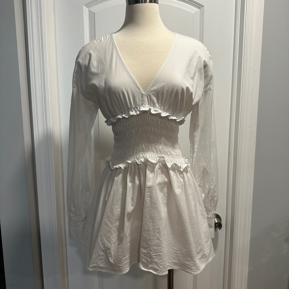 RAMY BROOK White Cotton Poplin Long Sleeve Mini Dress size XS